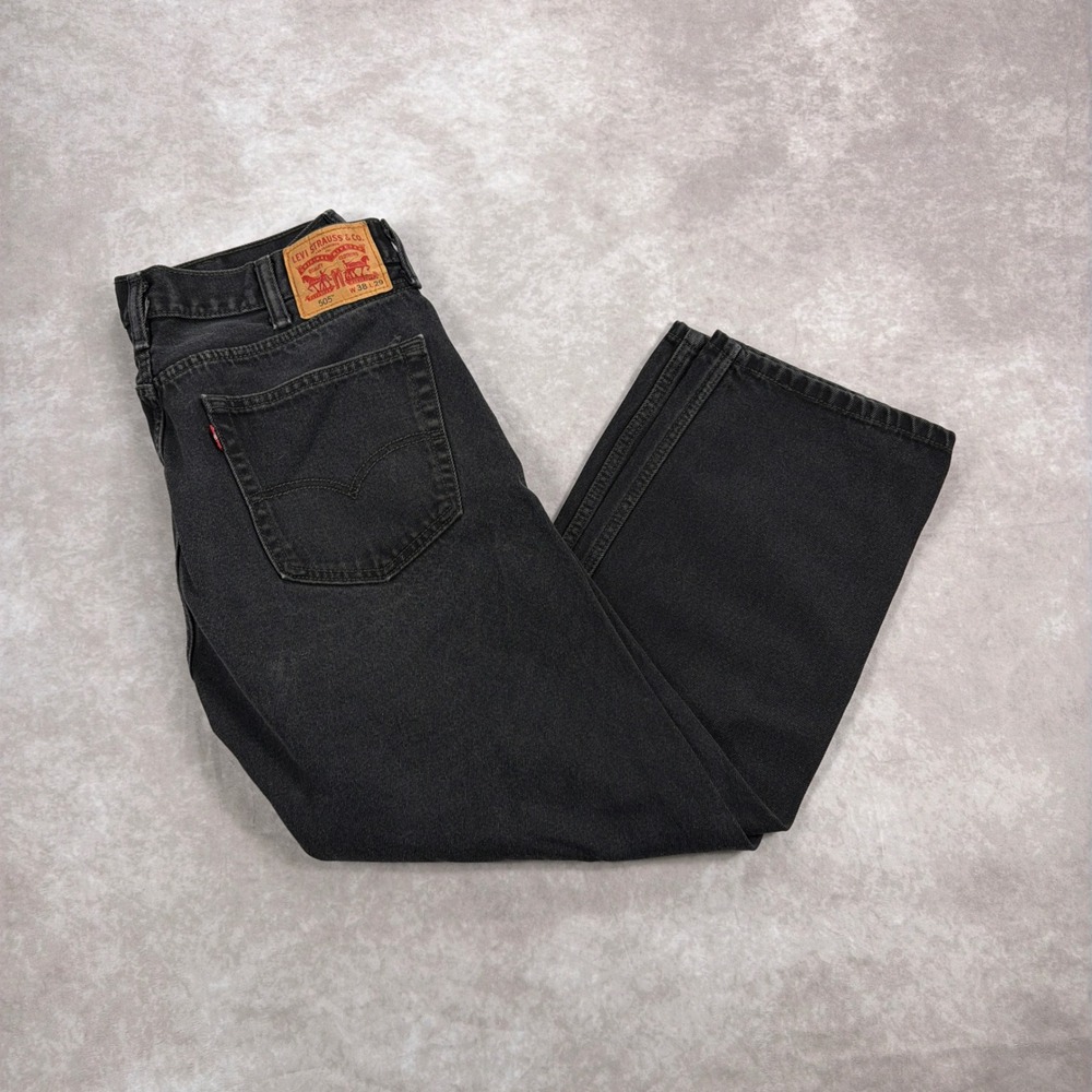 Levi's 505 Regular Fit Straight Leg Jeans 100% Cotton‎ 38x29 Faded Black Denim